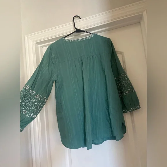 Embroidered Cotton Dobby Top - Picture 3 of 5